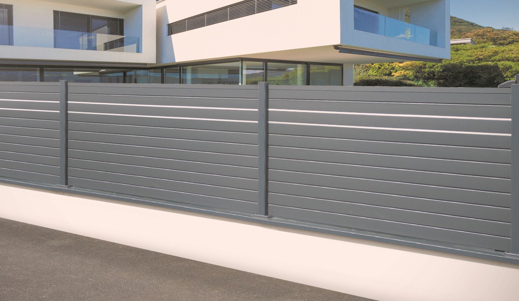 Lame décor ALULAM Brossée + Lame double 1800x340mm (Gris RAL7016)