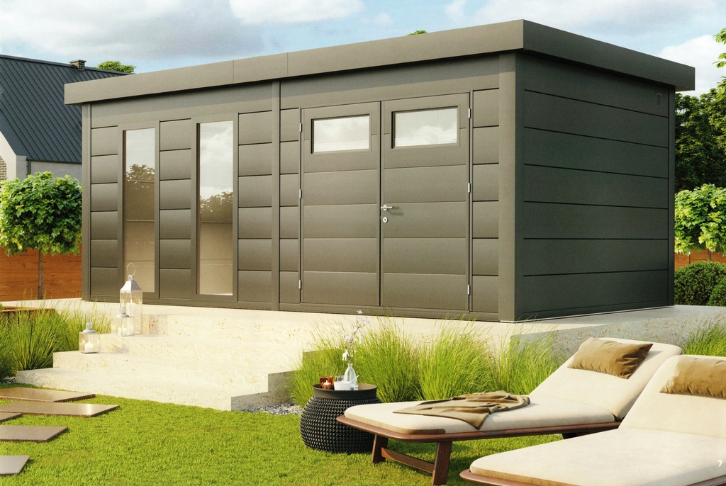 Chalet ELEGANTO 5436 PLUS (5m40 x 3m60) Haut.2m60 (Blanc, Sans montage, Sans plancher , Sans parois int.)